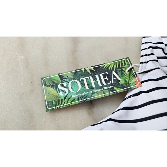 NWT Sothea Black & White Tummy Control Swimsuits V Neck Womens Swimwear Size 22W - Picture 5 of 10